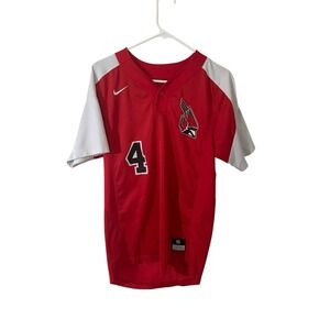 Nike Ball State Cardinals Red #4 Pullover‎ Blokecore Jersey Size Small Baseball